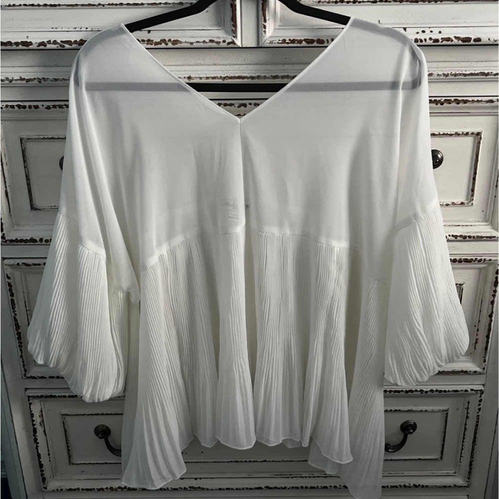 Funky Soul XL white sheer peplum top